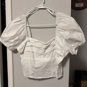 White Puff Sleeve Women's Top